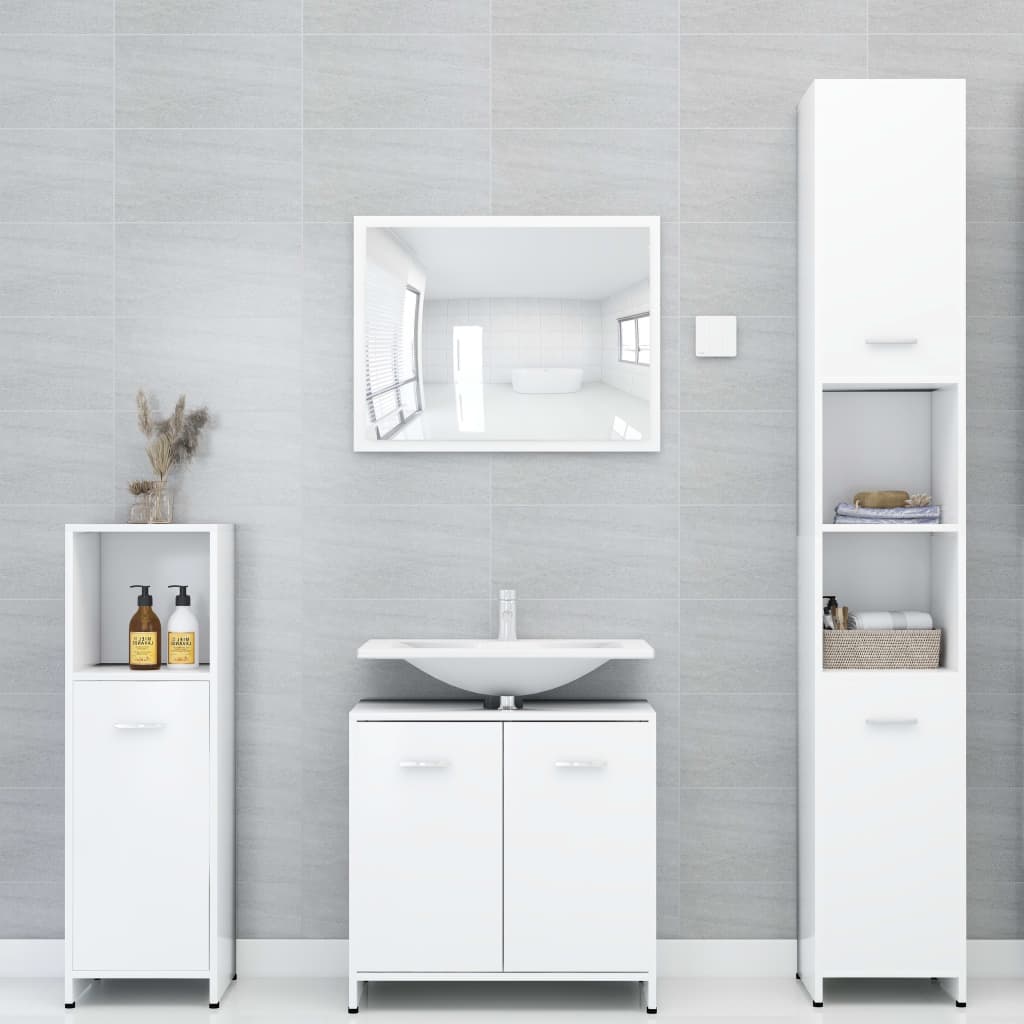 Bathroom Cabinet White 30x30x183.5 cm Wood Material