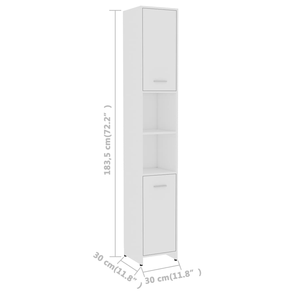 Bathroom Cabinet White 30x30x183.5 cm Wood Material