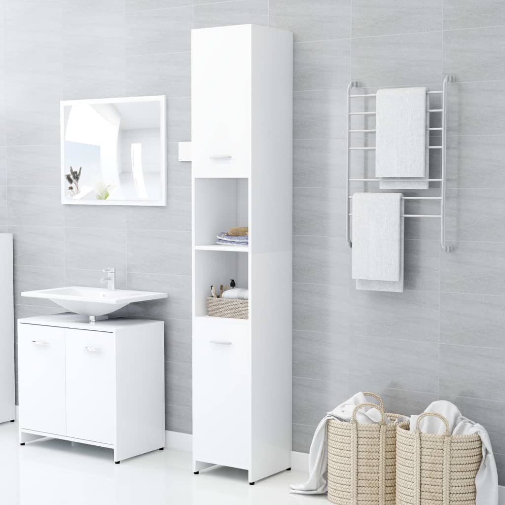 Bathroom Cabinet White 30x30x183.5 cm Wood Material