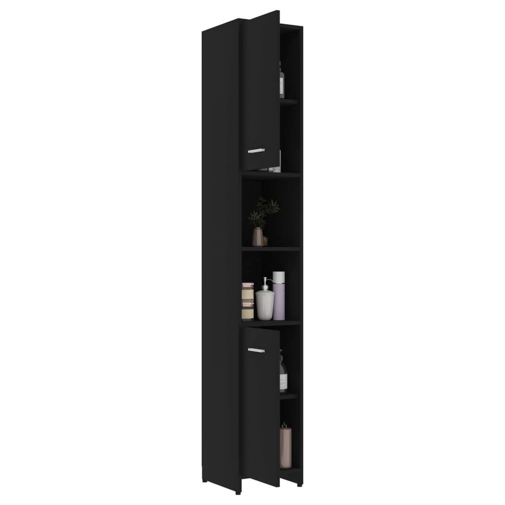 Bathroom Cabinet Black 30x30x183.5 cm Wood Material