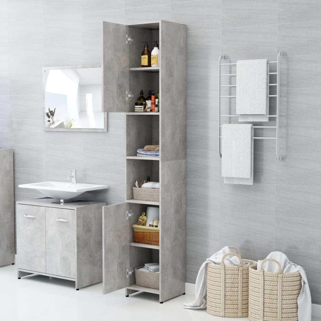 Bathroom Cabinet Concrete Grey 30x30x183.5 cm Wood Material