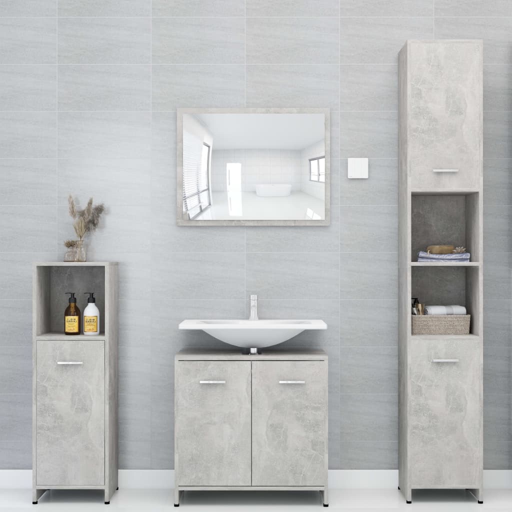 Bathroom Cabinet Concrete Grey 30x30x183.5 cm Wood Material