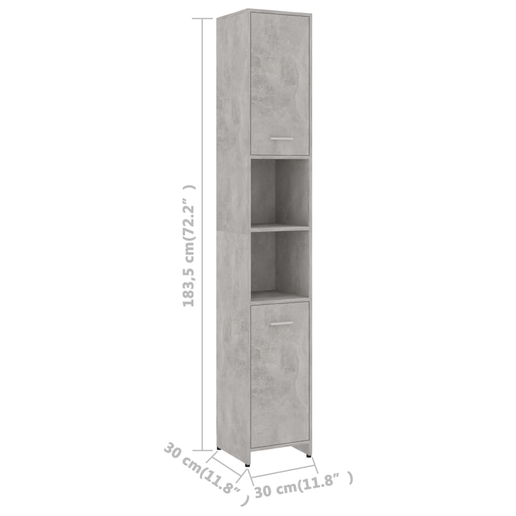 Bathroom Cabinet Concrete Grey 30x30x183.5 cm Wood Material