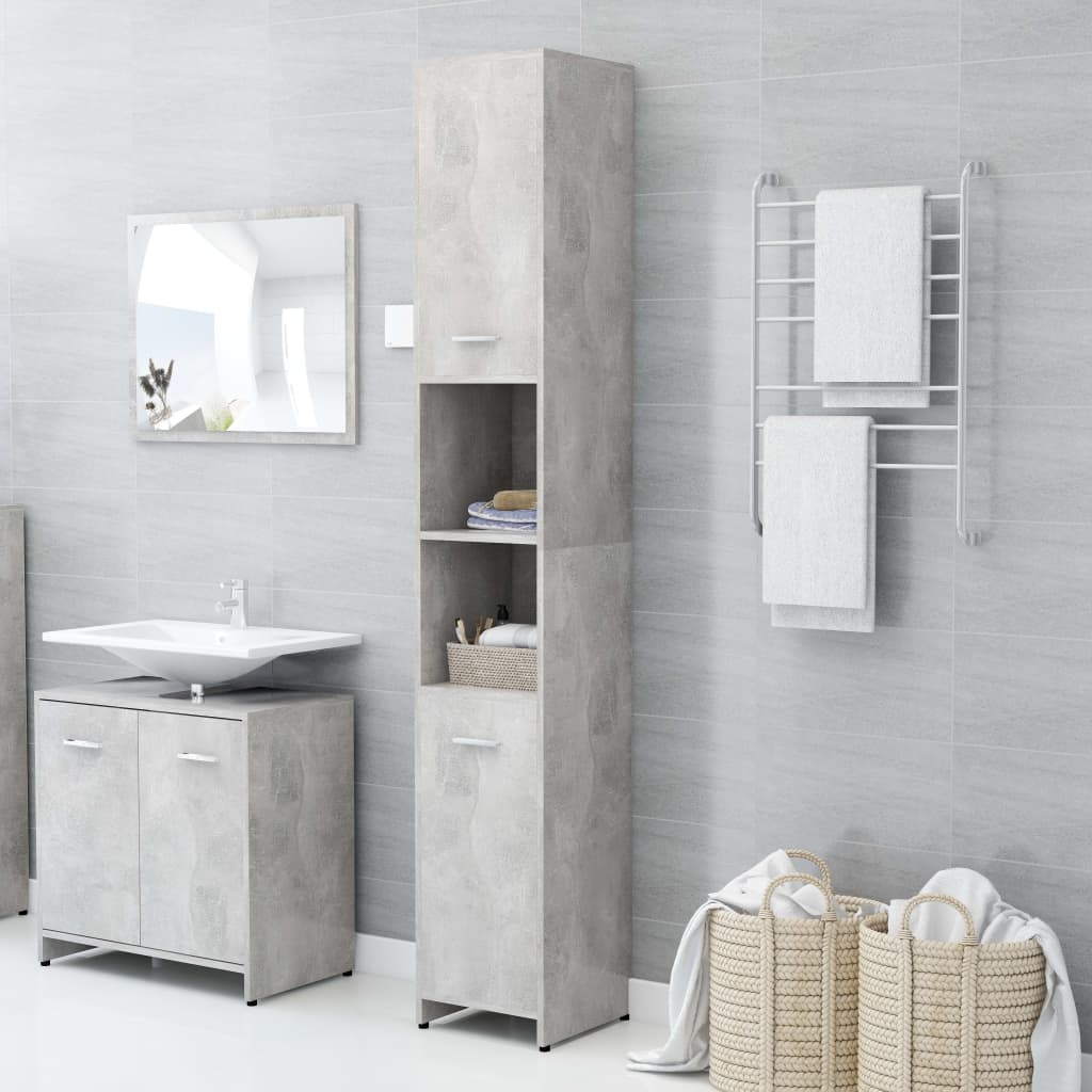 Bathroom Cabinet Concrete Grey 30x30x183.5 cm Wood Material