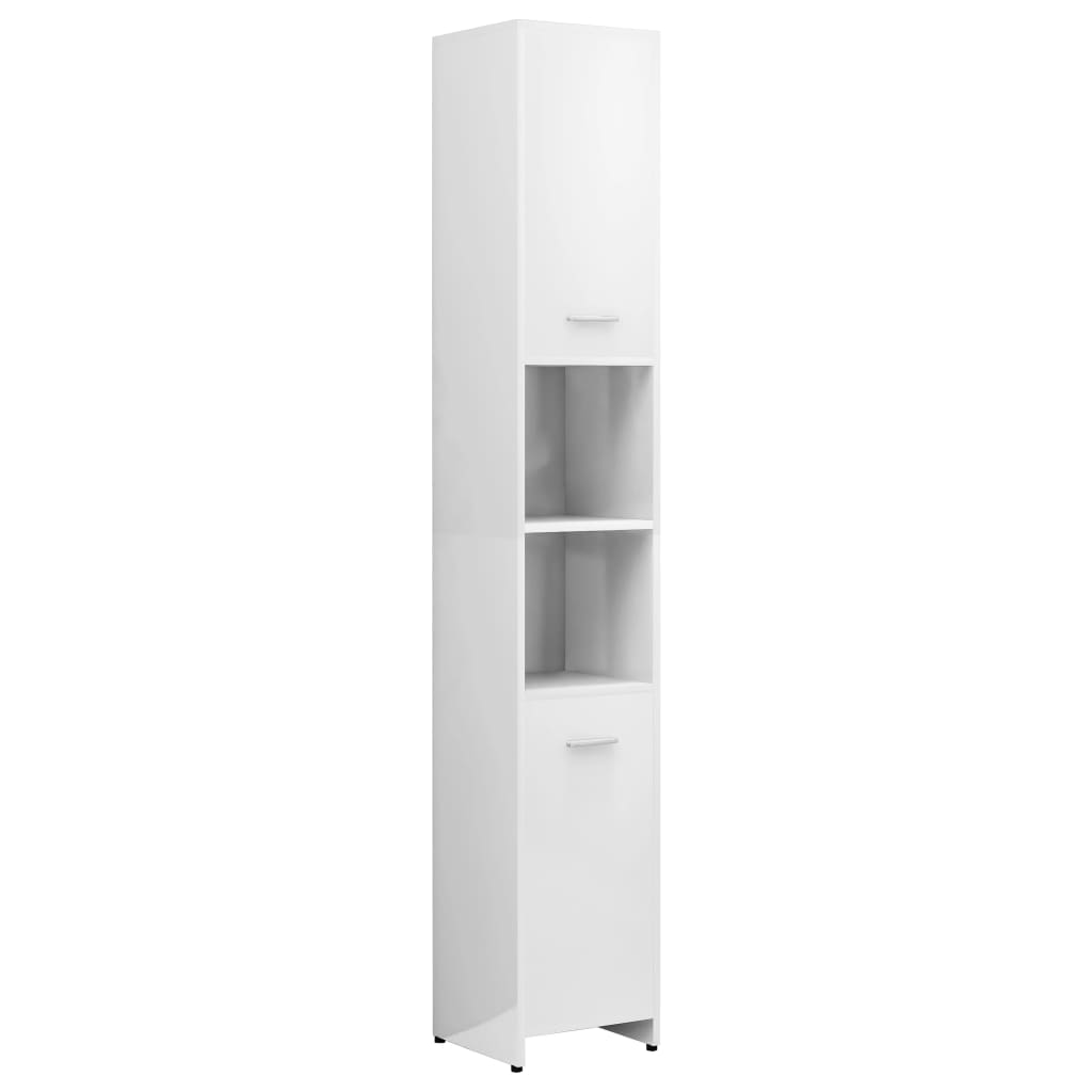 Bathroom Cabinet High Gloss White 30x30x183.5 cm Wood Material