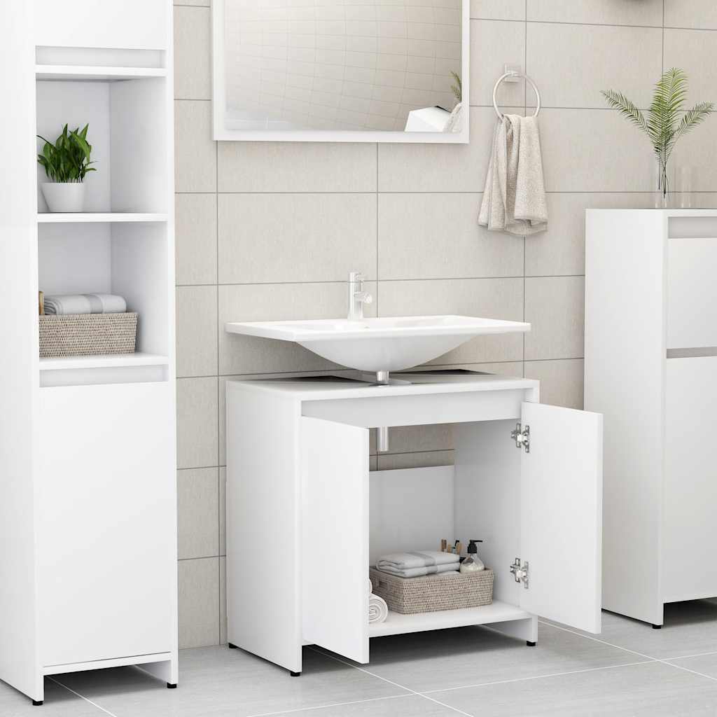 Bathroom Cabinet White 60x33x61 cm Wood Material