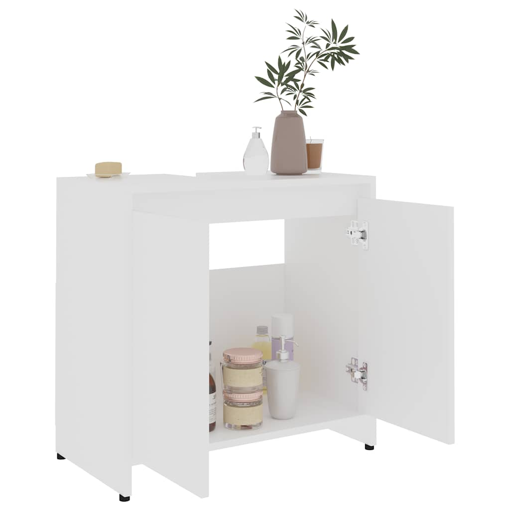 Bathroom Cabinet White 60x33x61 cm Wood Material