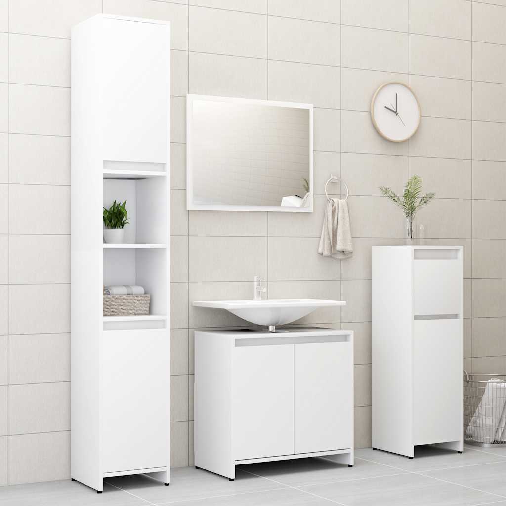 Bathroom Cabinet White 60x33x61 cm Wood Material