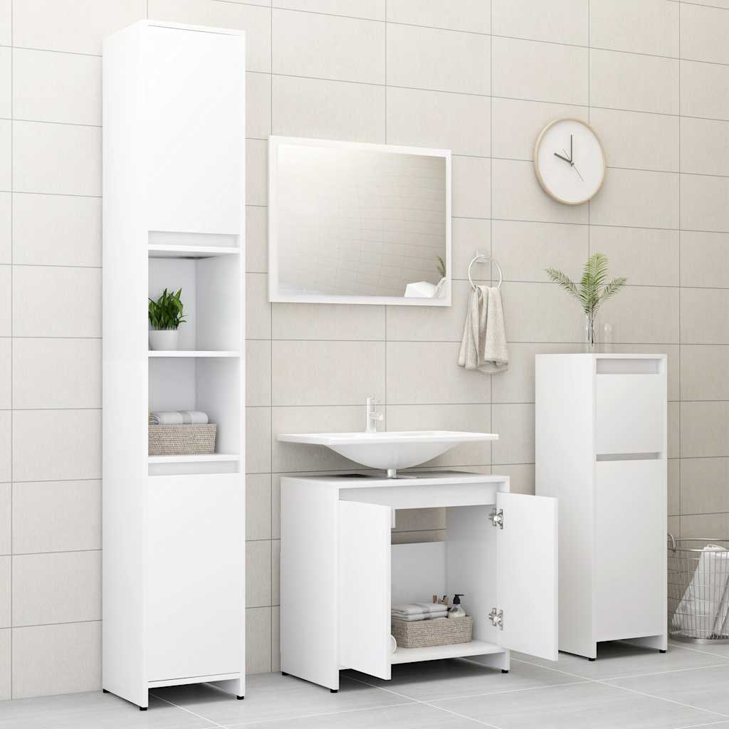 Bathroom Cabinet White 60x33x61 cm Wood Material