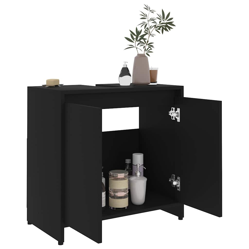 Bathroom Cabinet Black 60x33x61 cm Wood Material