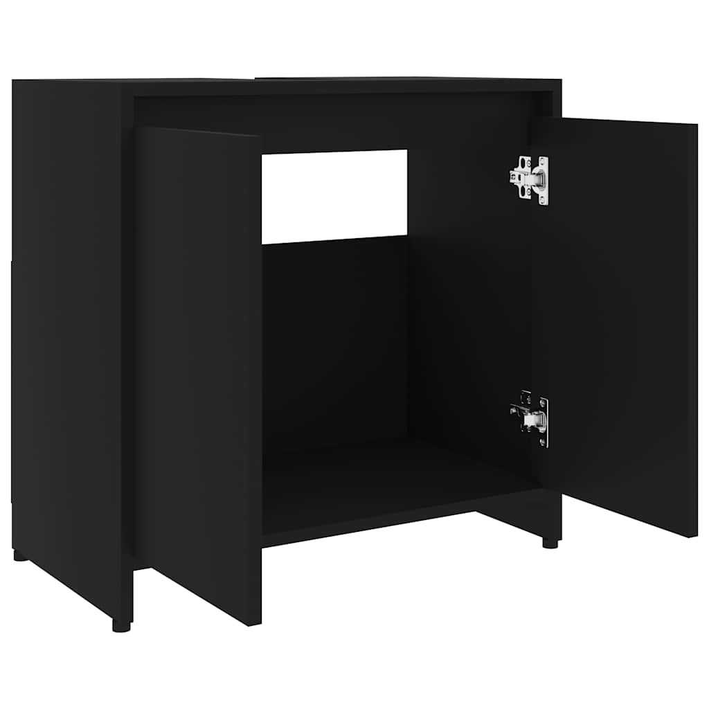 Bathroom Cabinet Black 60x33x61 cm Wood Material