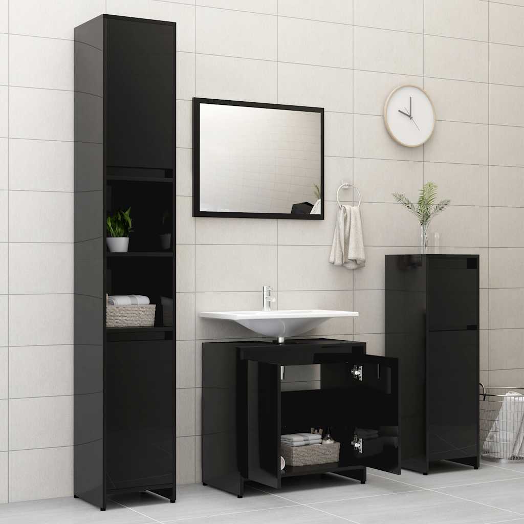 Bathroom Cabinet Black 60x33x61 cm Wood Material