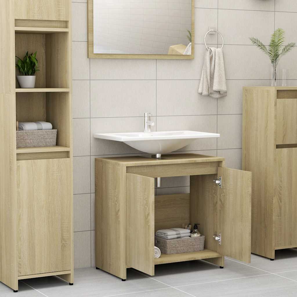 Bathroom Cabinet Sonoma Oak 60x33x61 cm Wood Material