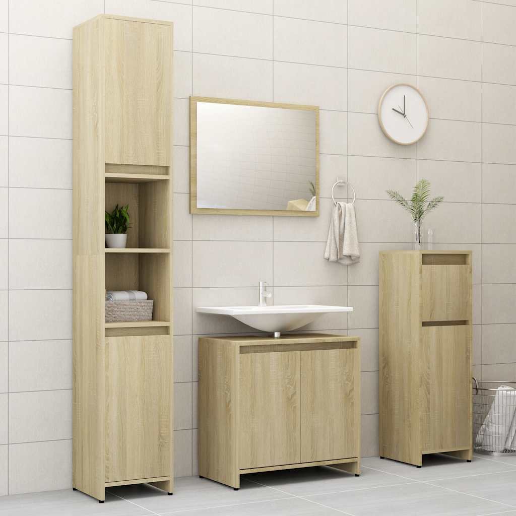 Bathroom Cabinet Sonoma Oak 60x33x61 cm Wood Material