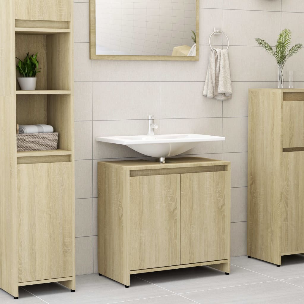 Bathroom Cabinet Sonoma Oak 60x33x61 cm Wood Material