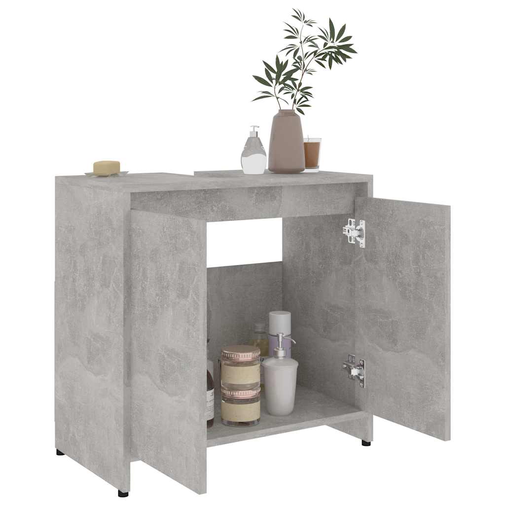 Bathroom Cabinet Concrete Grey 60x33x61 cm Wood Material