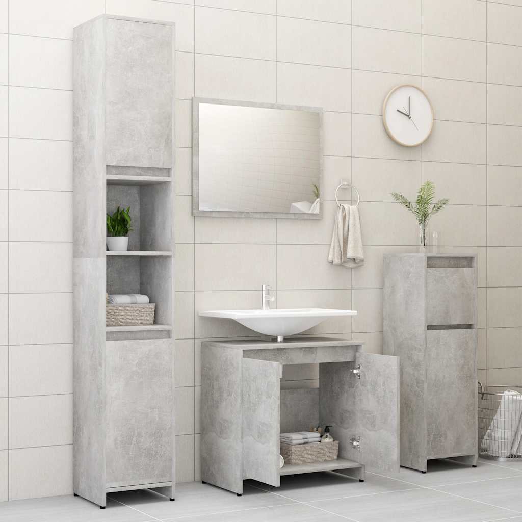 Bathroom Cabinet Concrete Grey 60x33x61 cm Wood Material