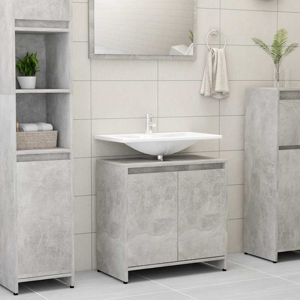 Bathroom Cabinet Concrete Grey 60x33x61 cm Wood Material