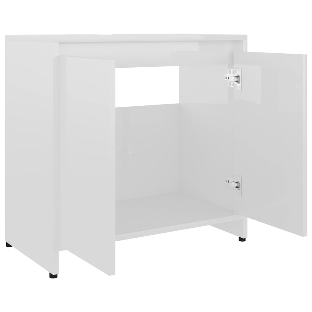 Bathroom Cabinet High Gloss White 60x33x61 cm Wood Material