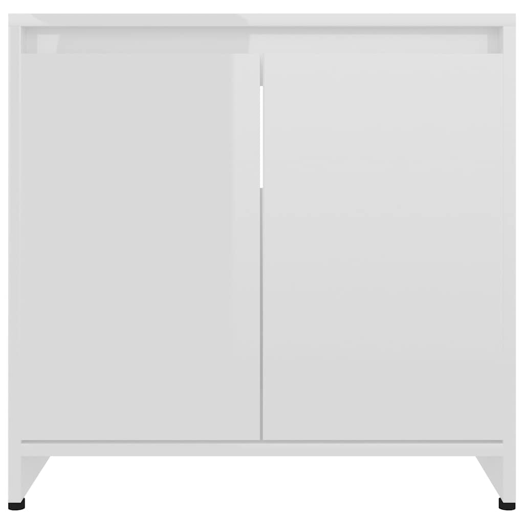 Bathroom Cabinet High Gloss White 60x33x61 cm Wood Material