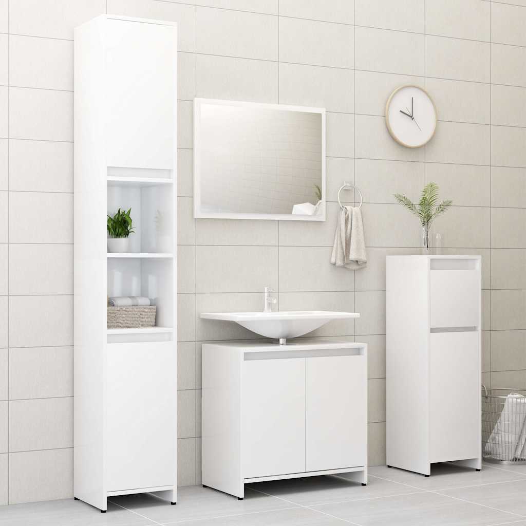 Bathroom Cabinet High Gloss White 60x33x61 cm Wood Material