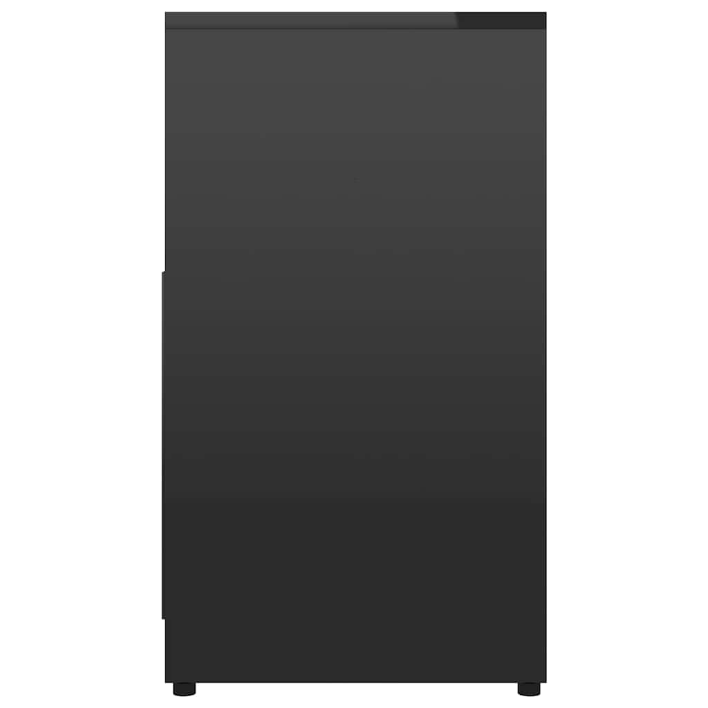 Bathroom Cabinet High Gloss Black 60x33x61 cm Wood Material