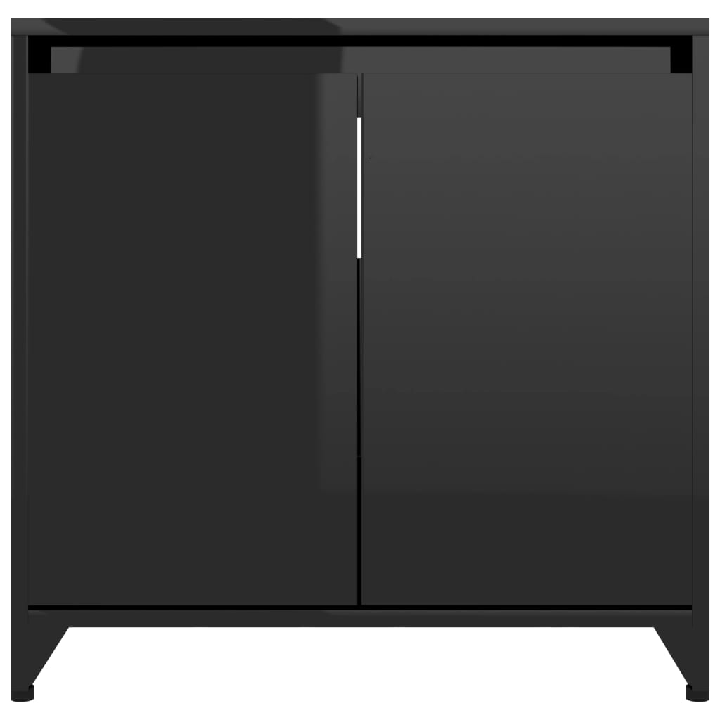 Bathroom Cabinet High Gloss Black 60x33x61 cm Wood Material