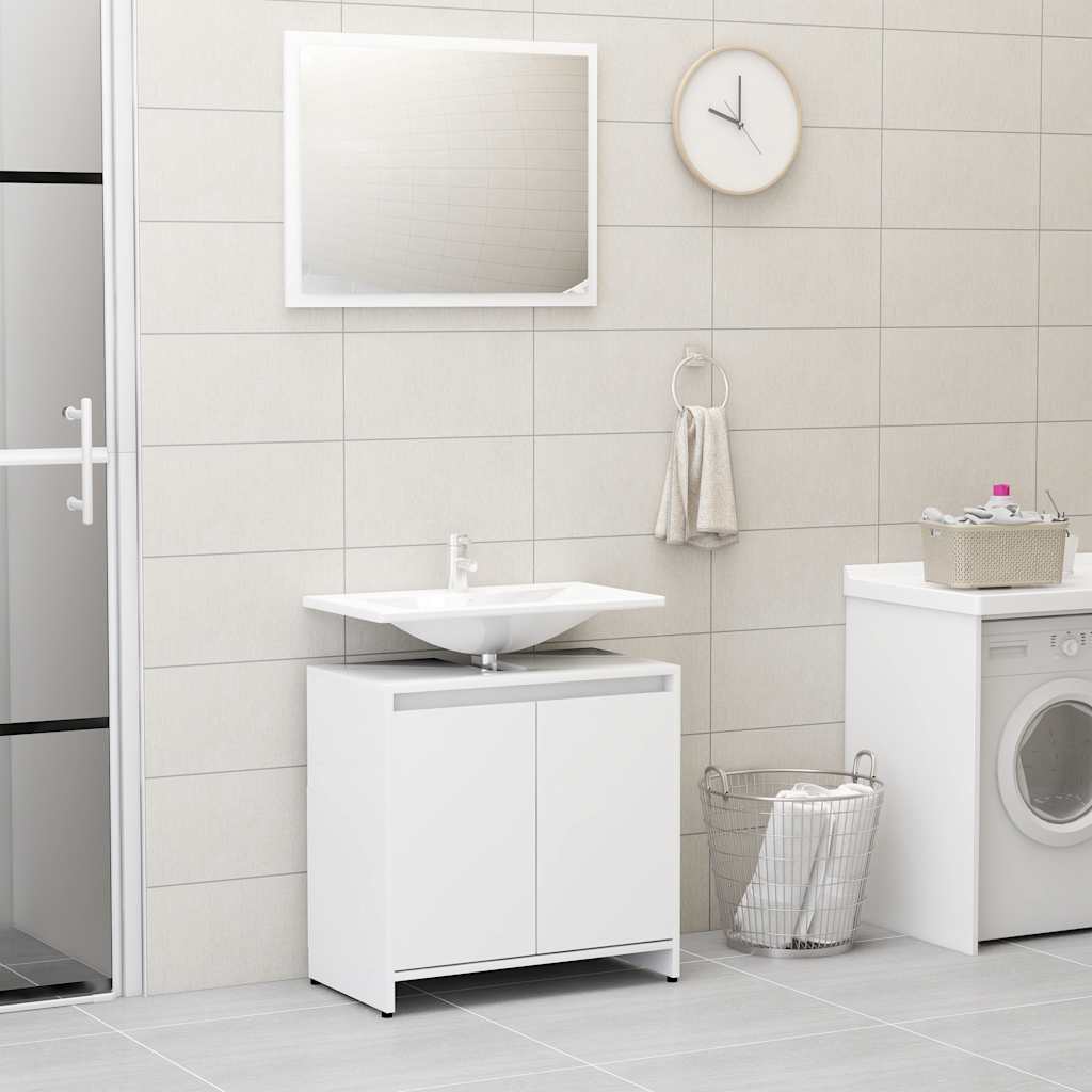 Bathroom Furniture Set White Wood Material