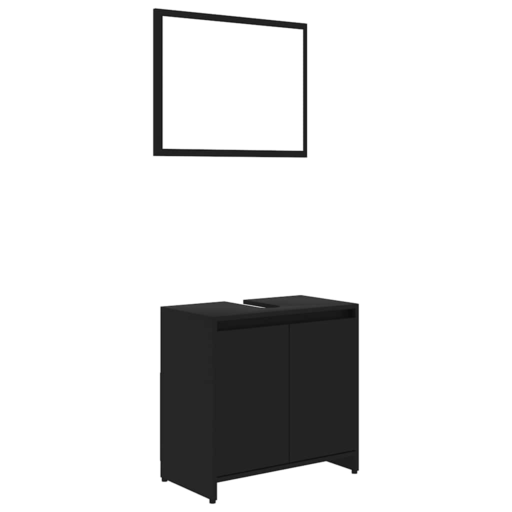 Bathroom Furniture Set Black Wood Material