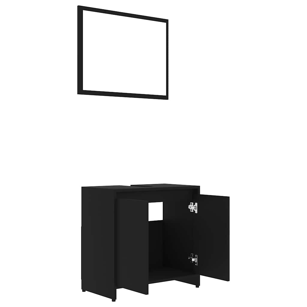 Bathroom Furniture Set Black Wood Material