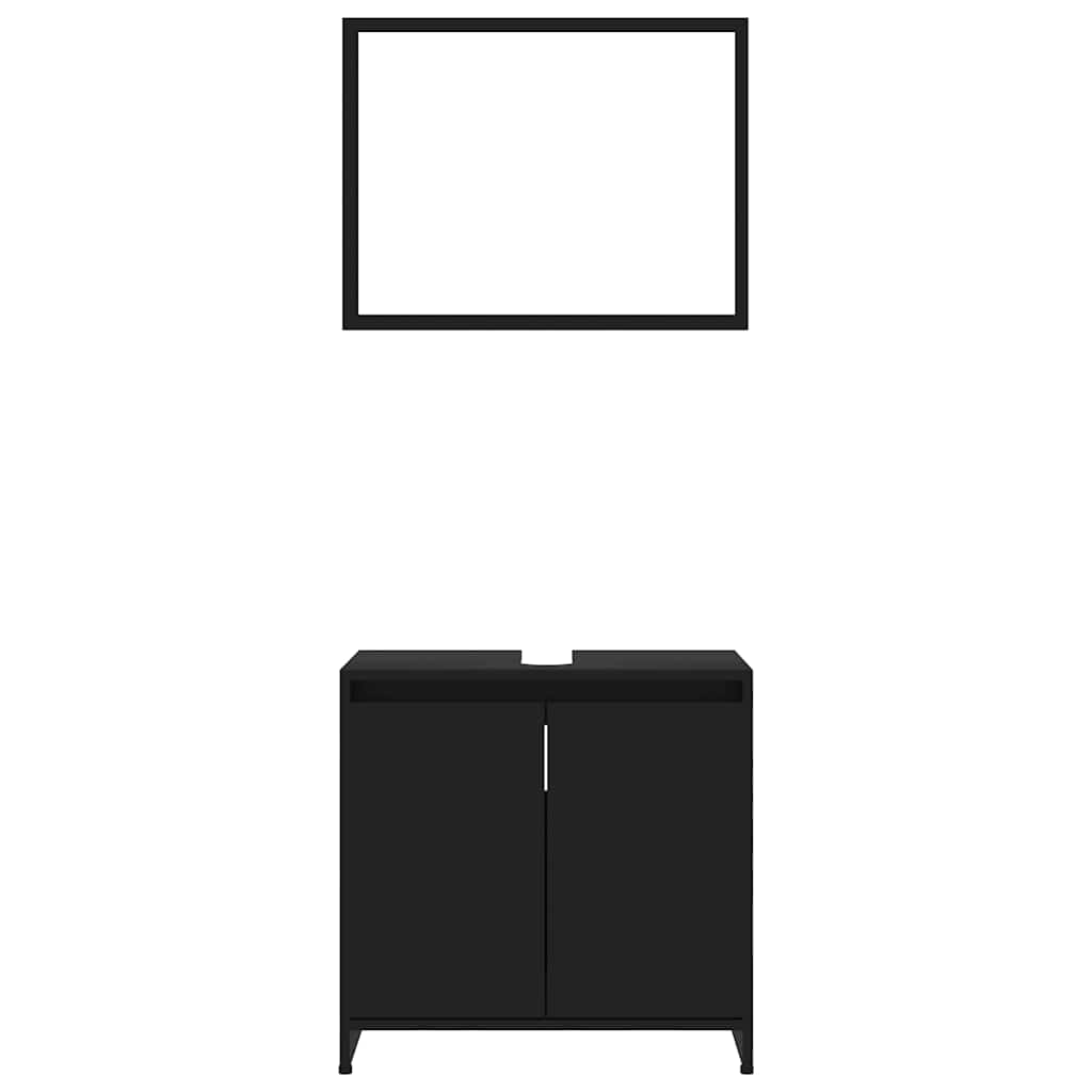 Bathroom Furniture Set Black Wood Material