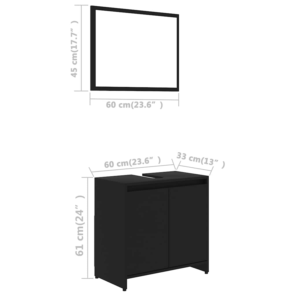 Bathroom Furniture Set Black Wood Material