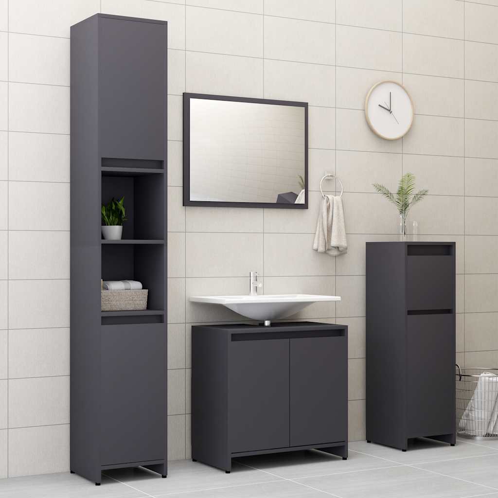 Bathroom Furniture Set Gray Wood Material