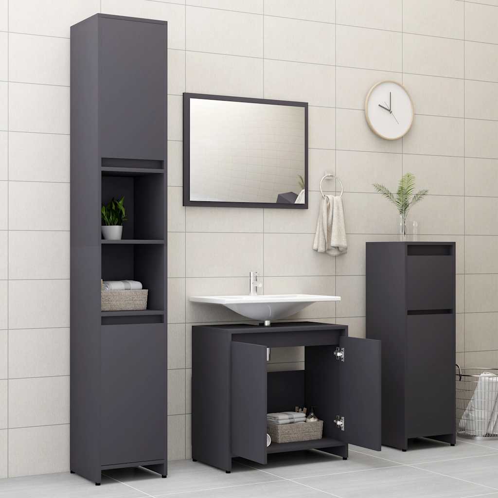 Bathroom Furniture Set Gray Wood Material