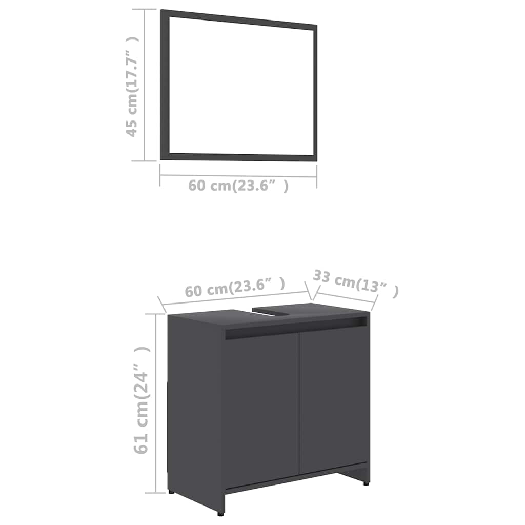 Badmöbel-Set Grau Holzwerkstoff