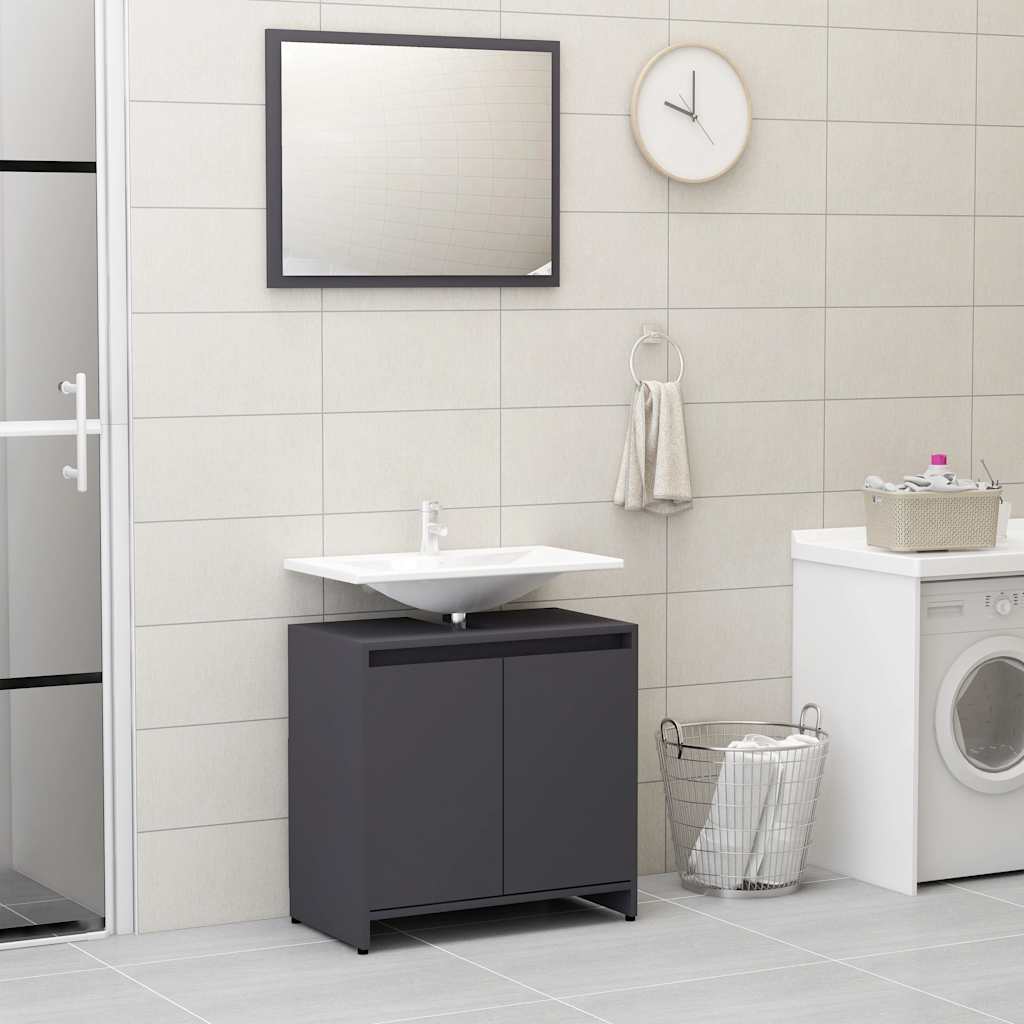 Bathroom Furniture Set Gray Wood Material