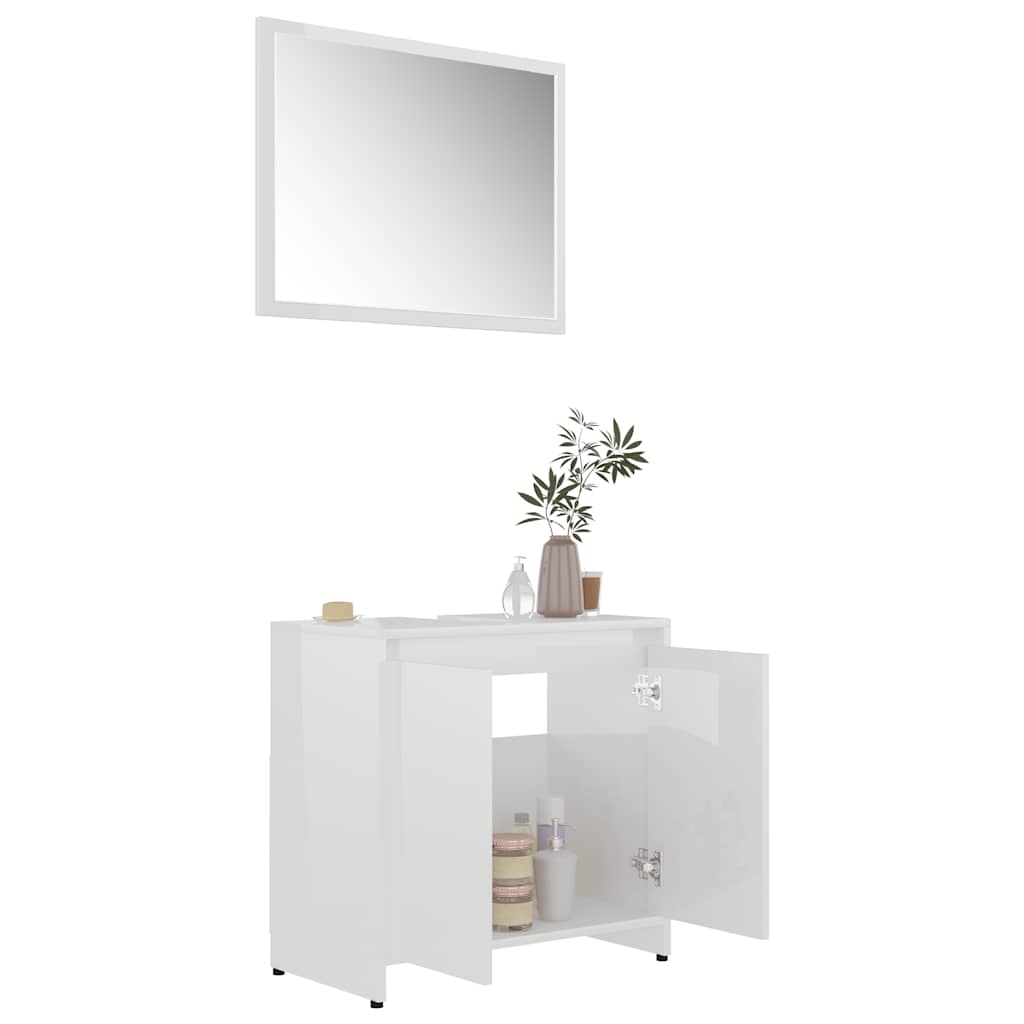 bathroom furniture set high-gloss white wood material