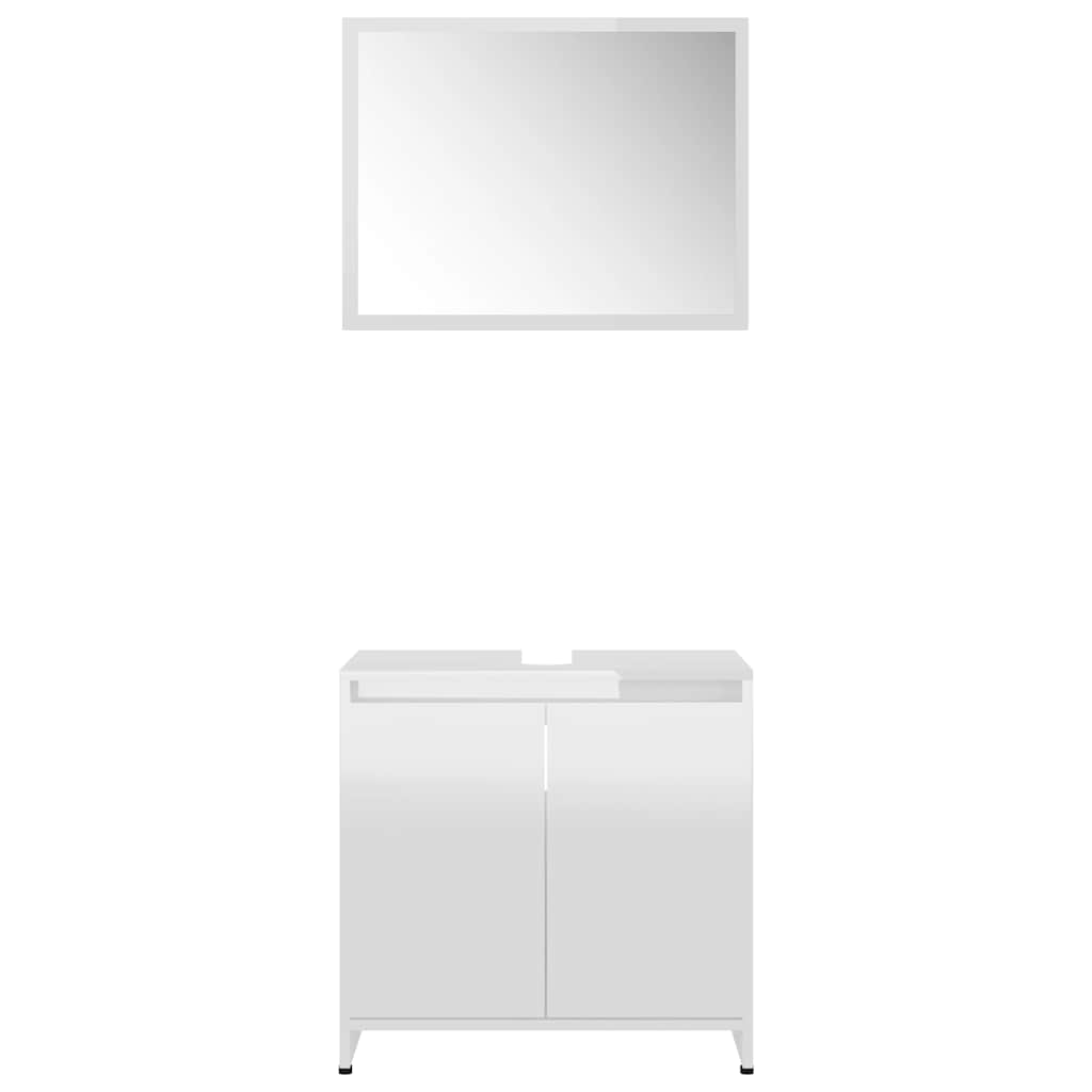 bathroom furniture set high-gloss white wood material