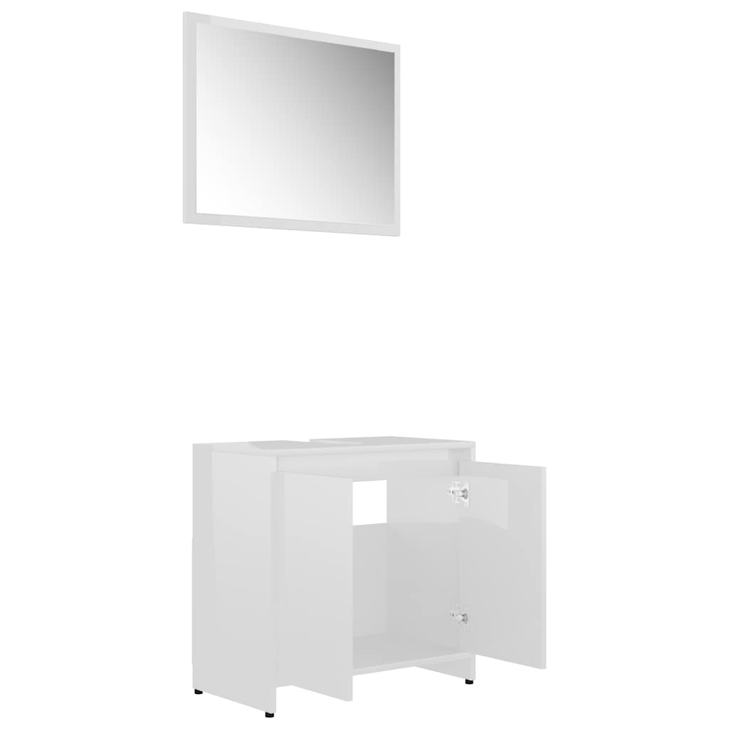 bathroom furniture set high-gloss white wood material