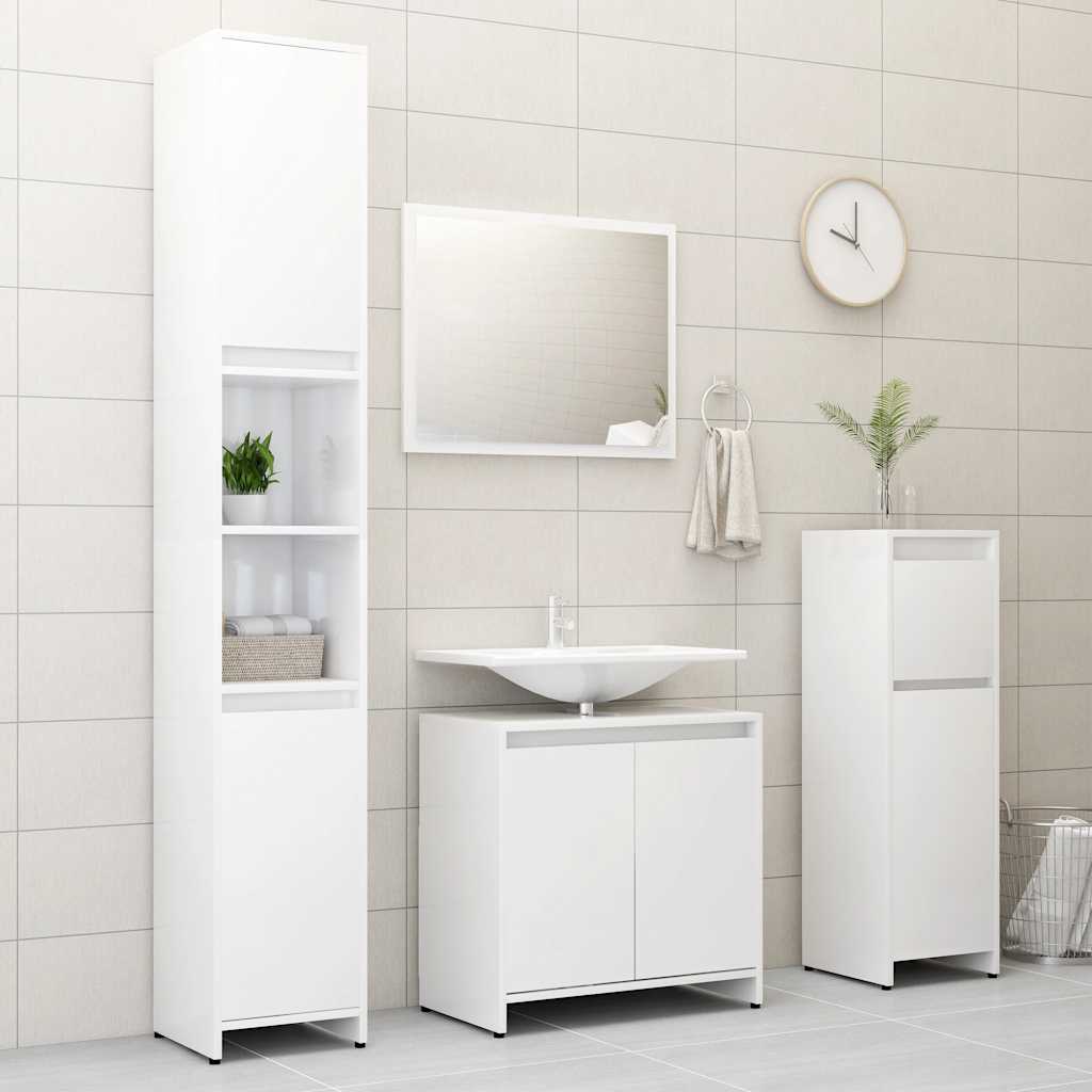 bathroom furniture set high-gloss white wood material