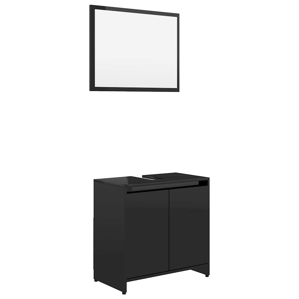 bathroom furniture set high-gloss black wood material