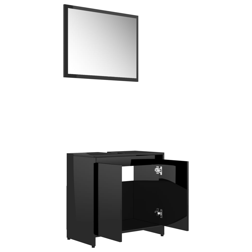 bathroom furniture set high-gloss black wood material