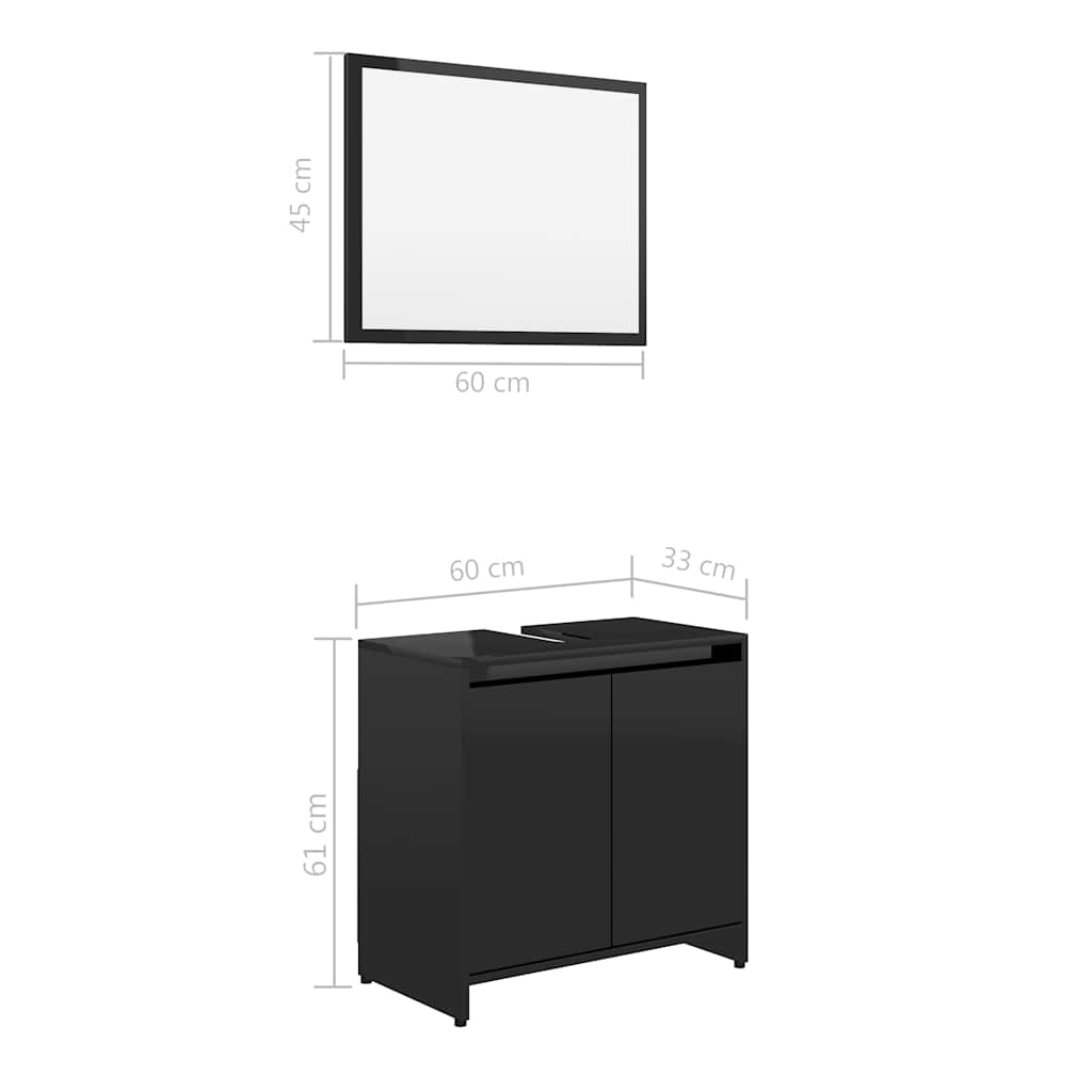 bathroom furniture set high-gloss black wood material