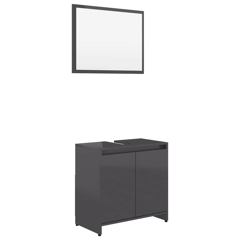 bathroom furniture set high-gloss gray wood material