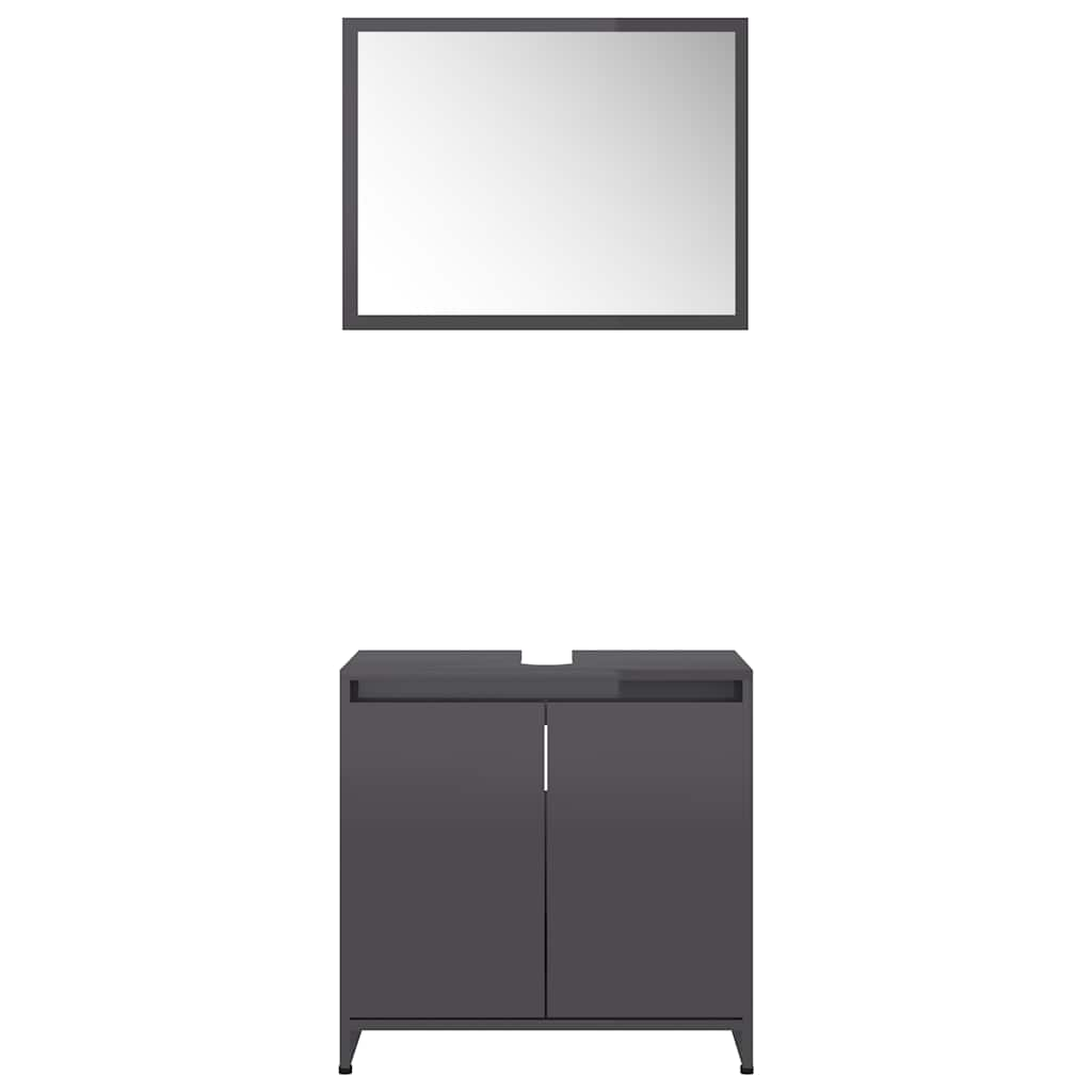 bathroom furniture set high-gloss gray wood material