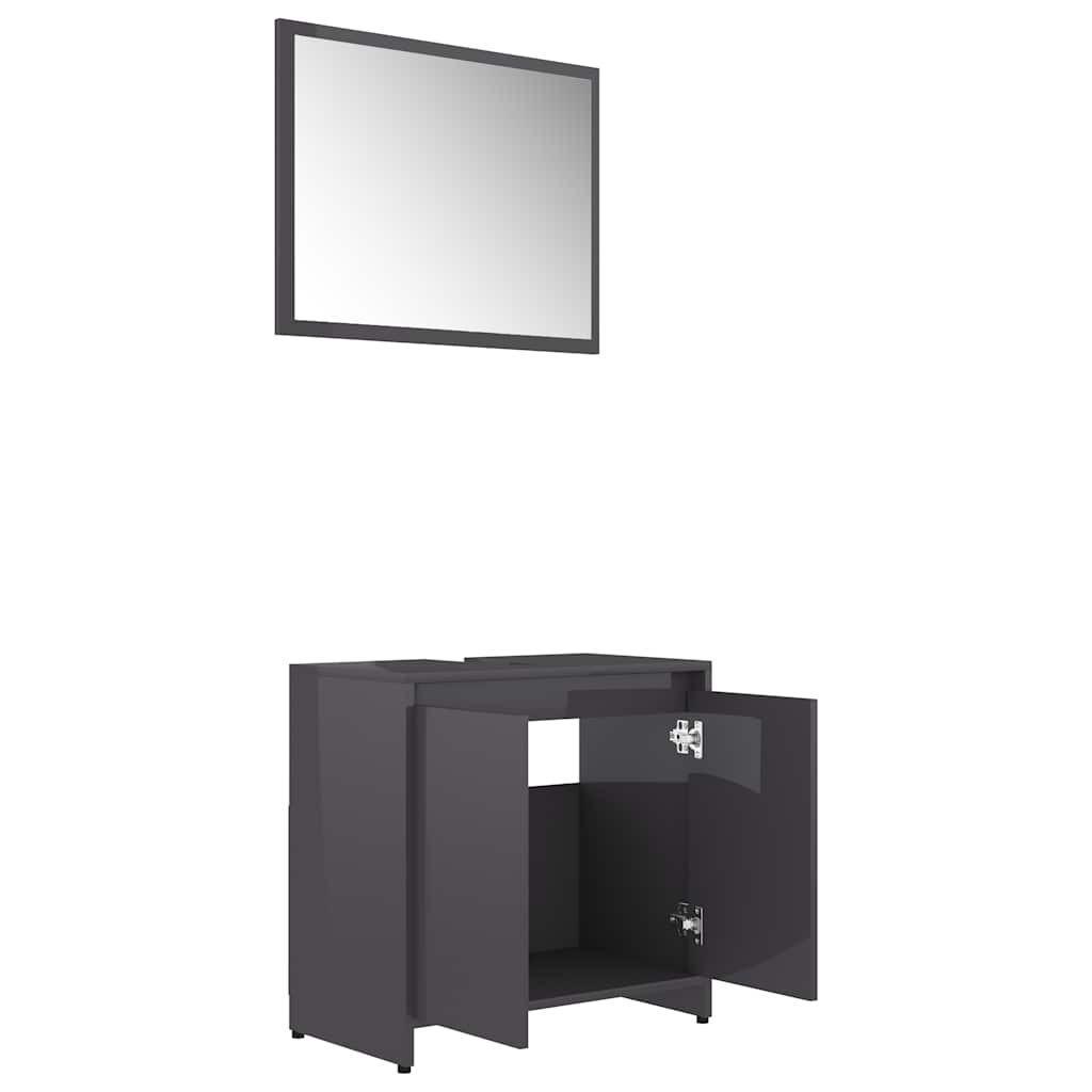 bathroom furniture set high-gloss gray wood material