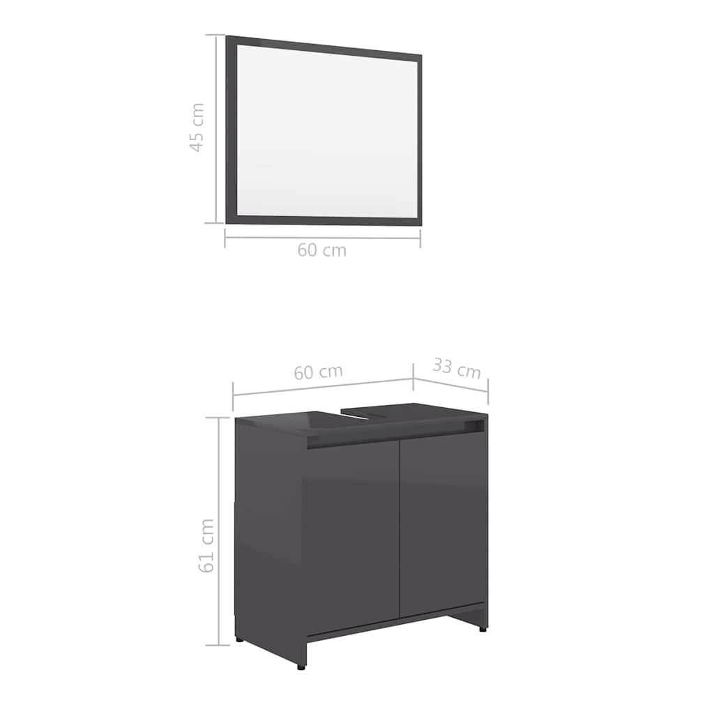 bathroom furniture set high-gloss gray wood material