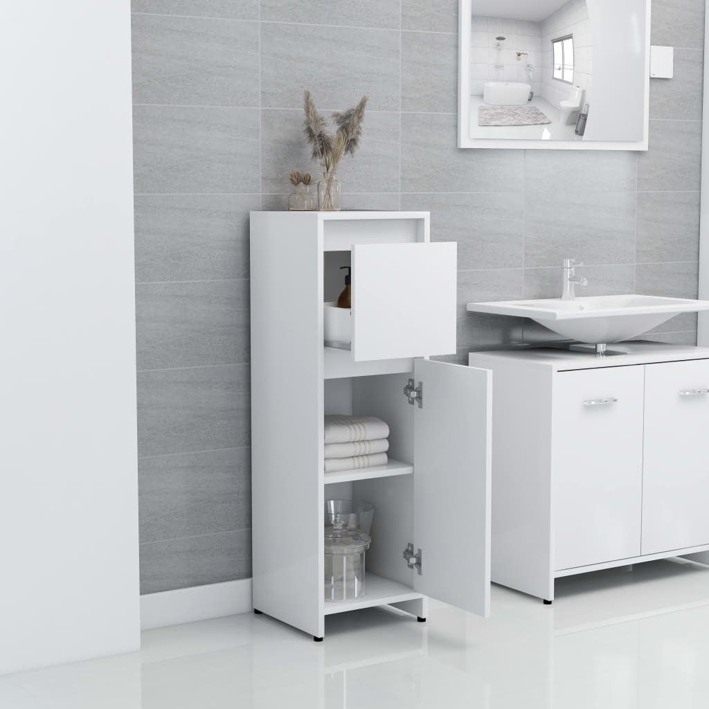 Bathroom Cabinet White 30x30x95 cm Wood Material