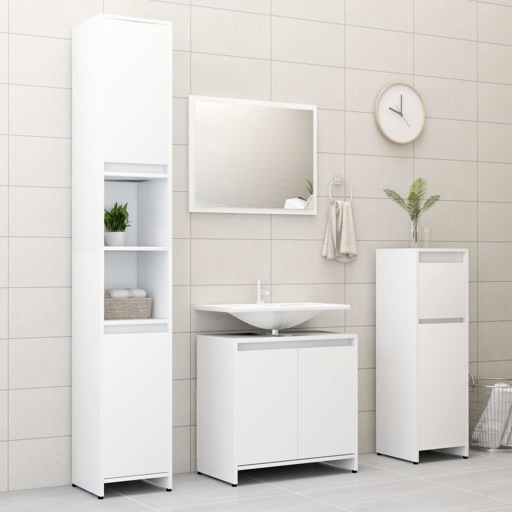 Bathroom Cabinet White 30x30x95 cm Wood Material