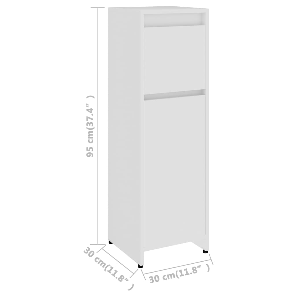 Bathroom Cabinet White 30x30x95 cm Wood Material